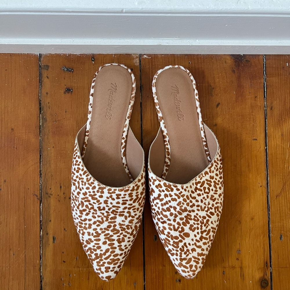 Madewell Brown and Cream Patterned Mules